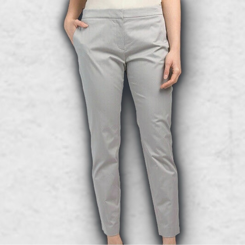 Theory Light Gray Straight-Leg Pants